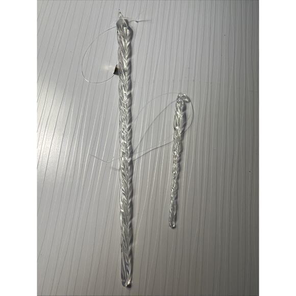 Lot Vtg Set 35 Plastic Acrylic Icicles Clear Christmas Ornaments Bloomingdale’s - Picture 5 of 13